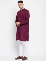 Thumbnail for Even Apparels Maroon Pure Cotton Men's Sherwani Kurta With Open Front - Distacart
