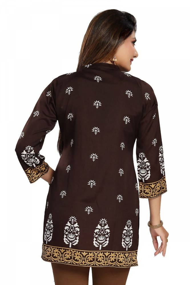 Snehal Creations Endearing Ethnicity Short Brown Tunic