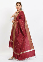Thumbnail for Mominos Fashion Moeza Women's Banarsi Silk Woven Design Maroon Dupatta - Distacart