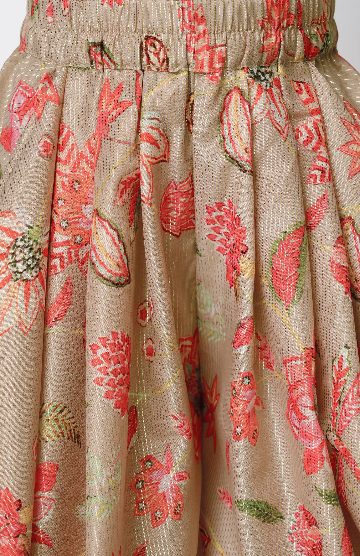 Lil Drama Golden Weaves Beige Crop Top With Dhoti Co-Ordinate Set - Distacart