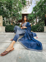 Thumbnail for Kaajh Women's Blue Embellished Cotton Suit Set - Distacart