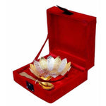 Thumbnail for German Silver Dual Colored Flower Shaped Bowl With Spoon - Distacart