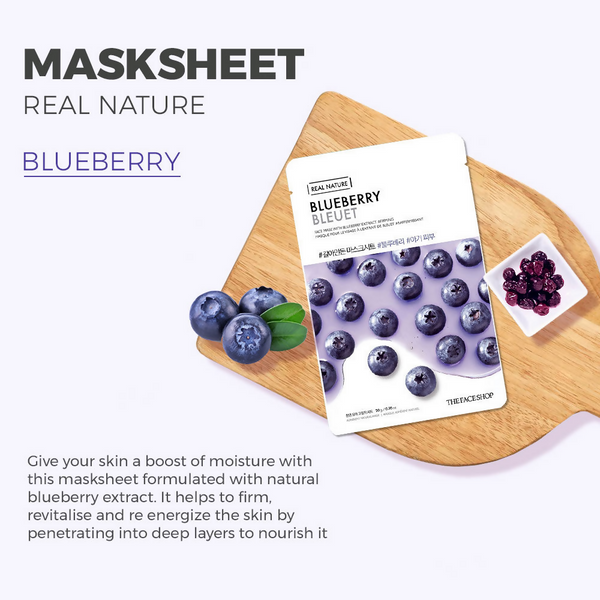 The Face Shop Real Nature Blueberry Face Mask - Distacart