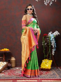 Thumbnail for Lorenvalley Fashion Navyblue Kanjivaram Silk Woven Design with Zari Weaving Saree - Distacart