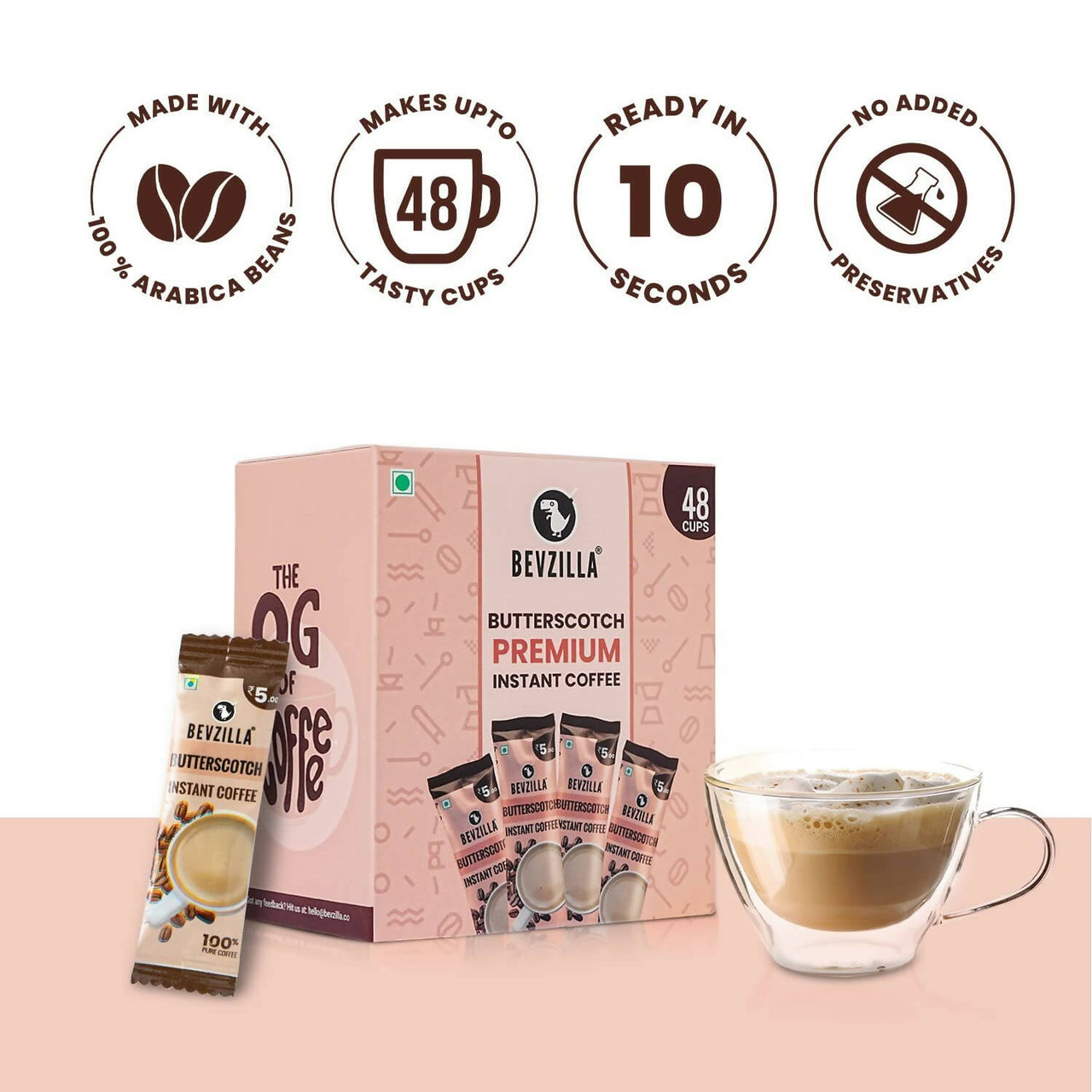 Bevzilla Instant Coffee Powder Sachets (Butterscotch) - Distacart