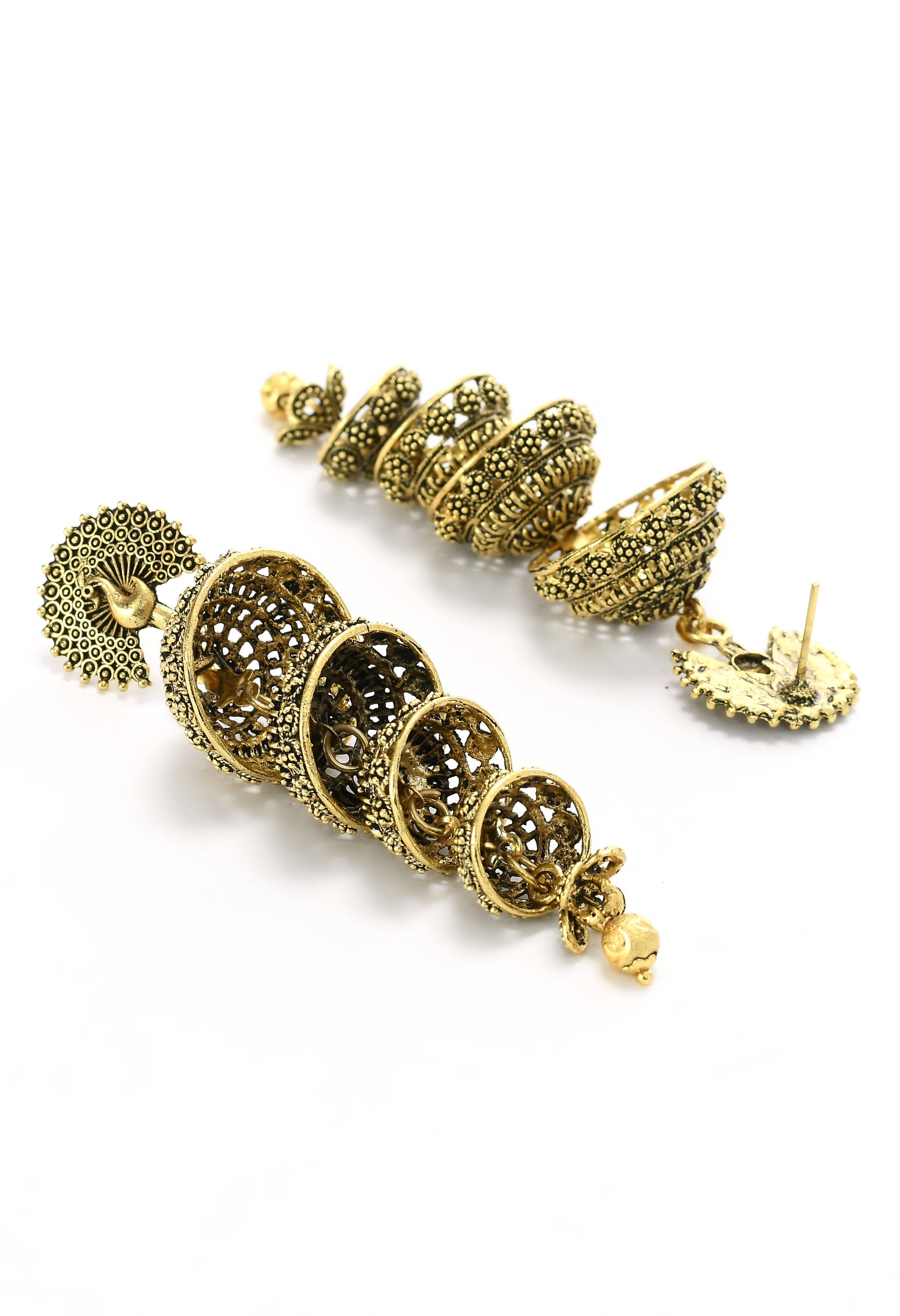 Mominos Fashion Johar Kamal Peacock Design Golden Colour Earrings - Distacart