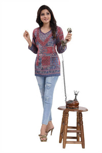 Thumbnail for Snehal Creations Bright as the Sun Summer Cool Printed Short Kurti Tunic
