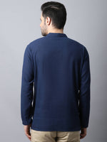 Thumbnail for Even Apparels Navy Pure Cotton Men's Kurta With Band Collar - Distacart