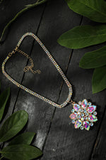 Thumbnail for Mominos Fashion Johar Kamal Statement Gold-Plated Finish AD Stone Long Necklace For Women (White) - Distacart