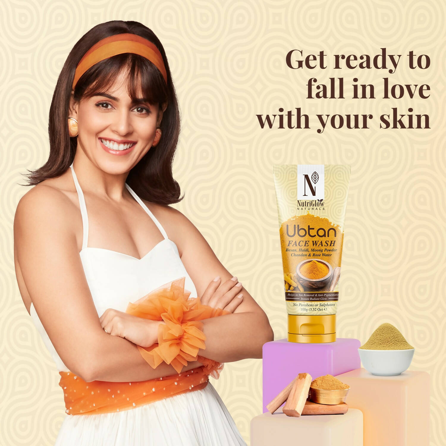 NutriGlow NATURAL'S Ubtan Face & Body Scrub with Besan, Moong Powder - Distacart