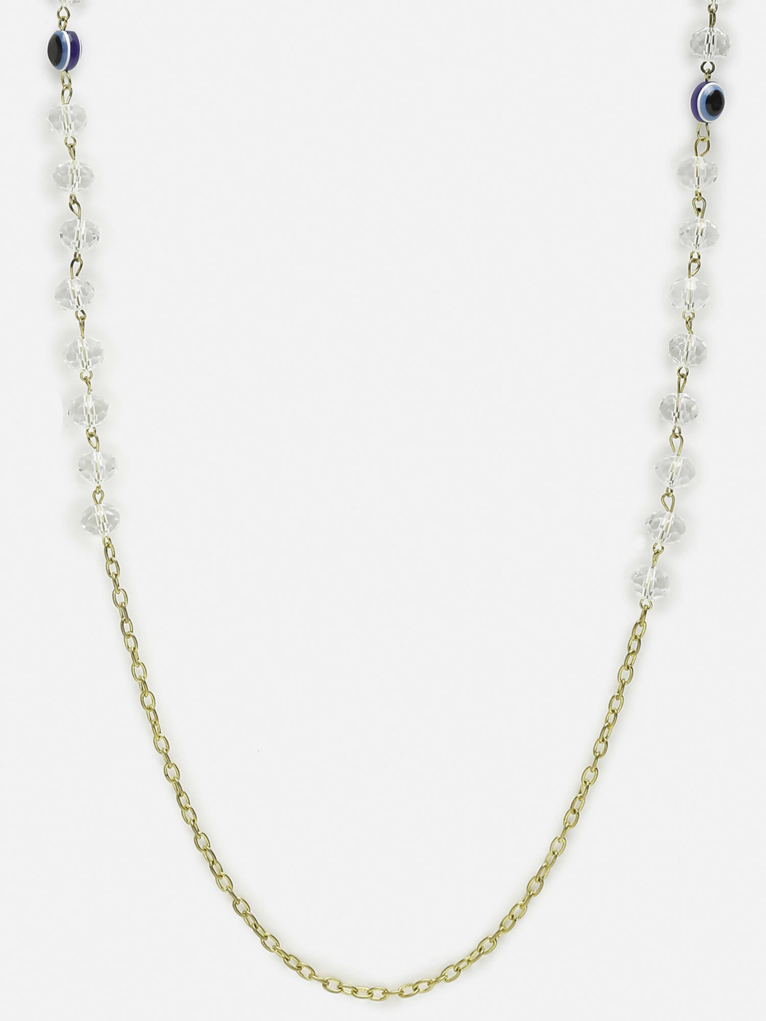 Unisex Gold-Toned Blue Evil Eye Beaded Mask Chain - Ruby Raang - Distacart