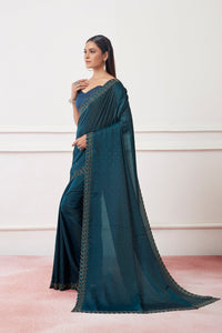 Thumbnail for NOZ2TOZ Women Party Wear Sequnce Worked Saree with Designer Un Stitched Blouse - Teal - Distacart