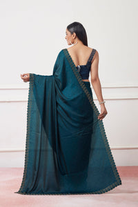 Thumbnail for NOZ2TOZ Women Party Wear Sequnce Worked Saree with Designer Un Stitched Blouse - Teal - Distacart