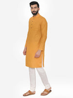 Thumbnail for Manyavar Men Orange Solid Straight Kurta - Distacart