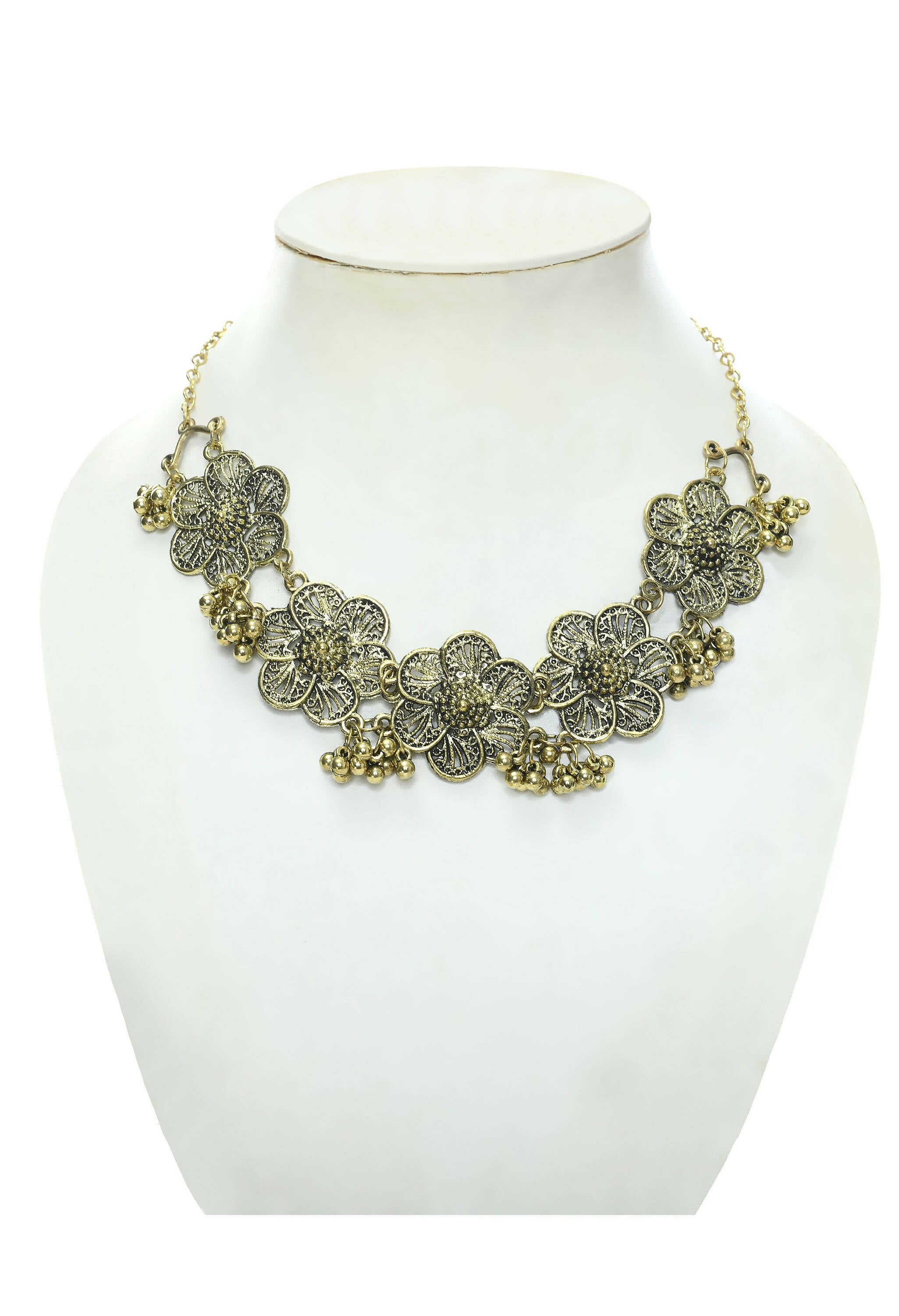 Mominos Fashion Johar Kamal Golden-Plated Brass Finish Floral Desgin Choker For Women - Distacart