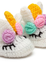 Thumbnail for Chutput Kids Woollen Hand Knitted Unicorn Detailed Booties - White - Distacart