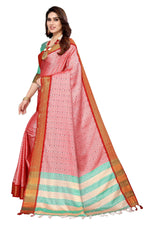 Thumbnail for Vamika Weaving Pink Cotton Silk Saree - Distacart