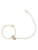 Thumbnail for Gold-Plated White Kundan Studded Beaded Nosepin - Ruby Raang - Distacart