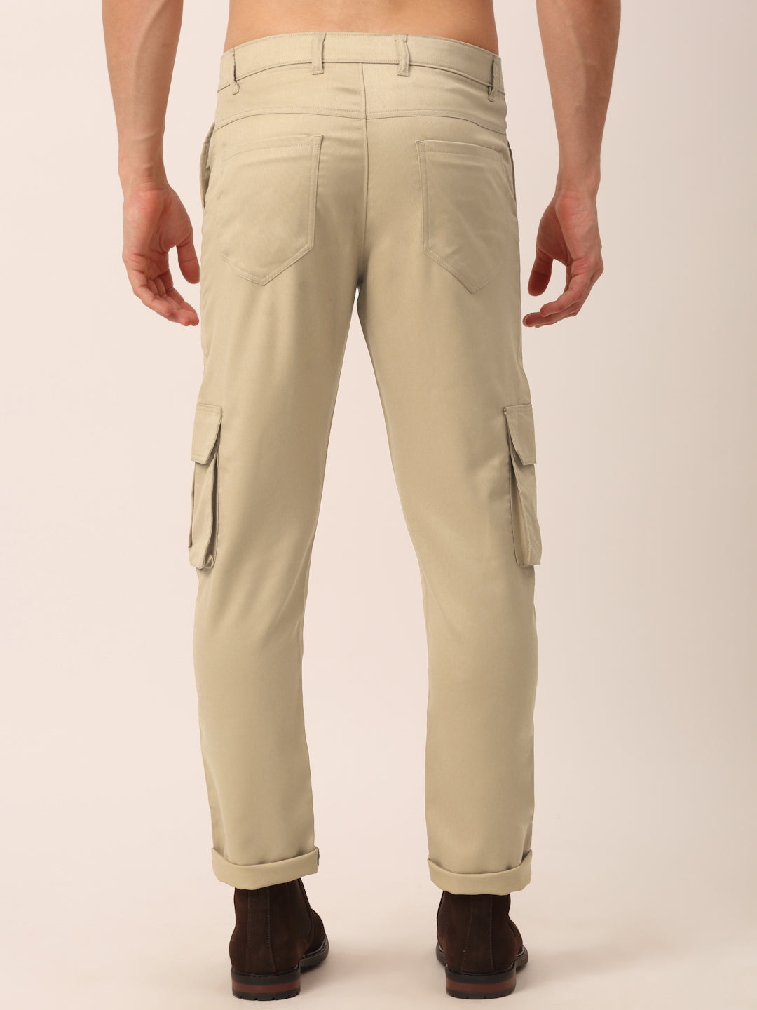 Jainish Men's Casual Cotton Solid Cargo Pants ( KGP 154 Beige ) - Distacart