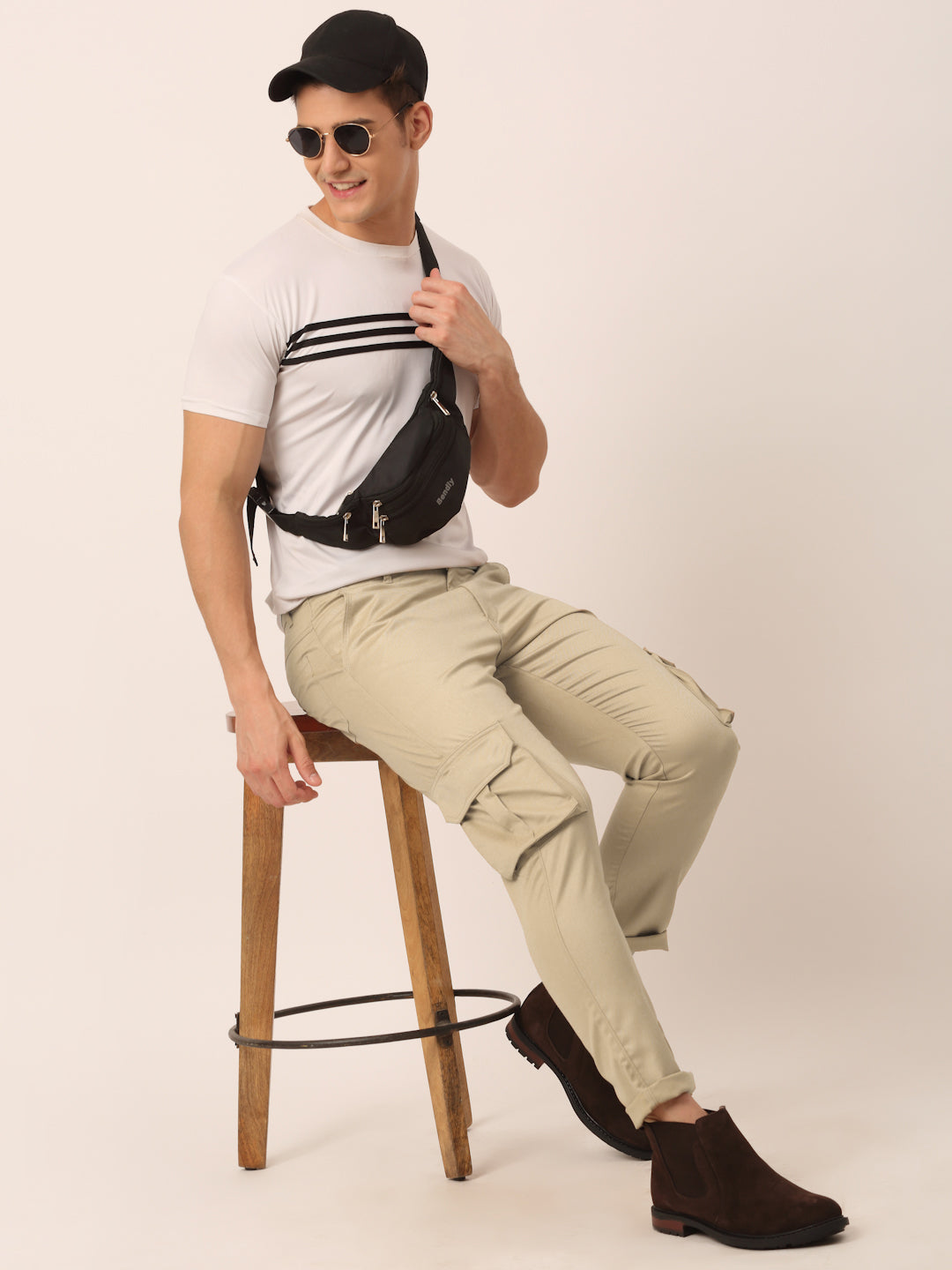 Jainish Men's Casual Cotton Solid Cargo Pants ( KGP 154 Beige ) - Distacart