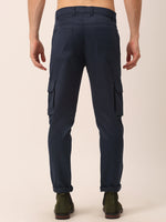 Thumbnail for Jainish Men's Casual Cotton Solid Cargo Pants ( KGP 154 Navy-Blue ) - Distacart