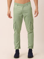 Thumbnail for Jainish Men's Casual Cotton Solid Cargo Pants ( KGP 154 Pista-Green ) - Distacart