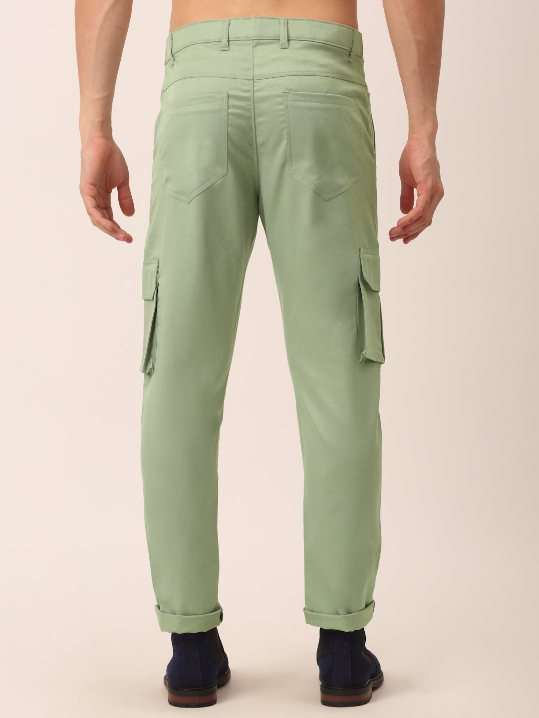 Jainish Men's Casual Cotton Solid Cargo Pants ( KGP 154 Pista-Green ) - Distacart