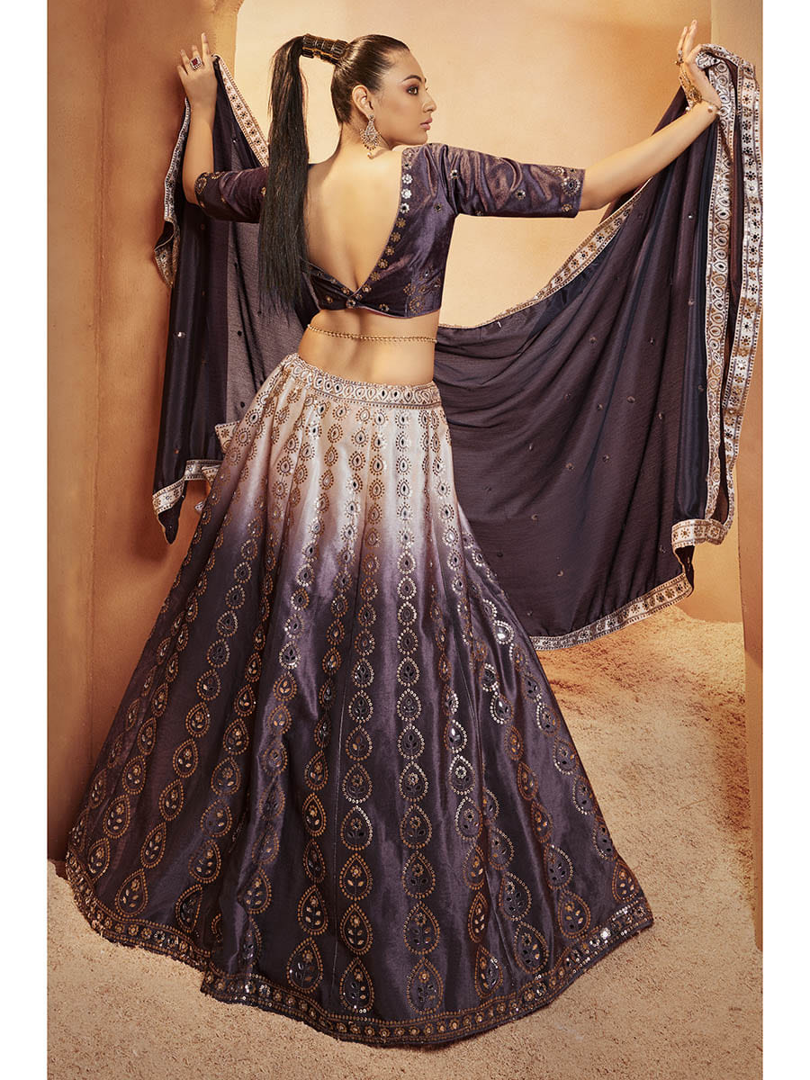 Myra Purple Velvet Embroidered Designer Lehenga Choli - Distacart
