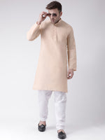 Thumbnail for RIAG Men's Beige Cotton Long Ethnic Kurta - Distacart
