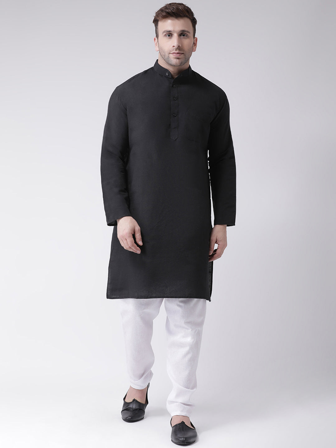 RIAG Black Men's Ethnic Long Kurta And Pyjama Set - Distacart