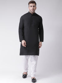 Thumbnail for RIAG Black Men's Ethnic Long Kurta And Pyjama Set - Distacart