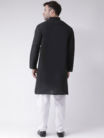 Thumbnail for RIAG Men's Black Cotton Long Ethnic Kurta - Distacart
