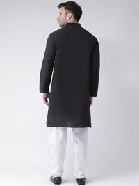 Thumbnail for RIAG Black Men's Ethnic Long Kurta And Pyjama Set - Distacart
