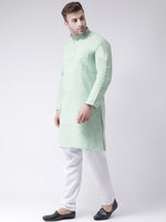 Thumbnail for RIAG Men's Green Cotton Long Ethnic Kurta - Distacart