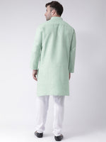 Thumbnail for RIAG Men's Green Cotton Long Ethnic Kurta - Distacart