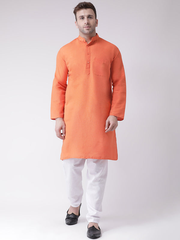 RIAG Orange Men's Ethnic Long Kurta And Pyjama Set - Distacart