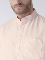 Thumbnail for RIAG Men's Beige Cotton Short Ethnic Kurta - Distacart