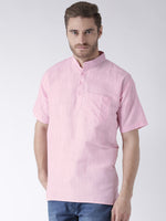 Thumbnail for RIAG Men's Pink Cotton Short Ethnic Kurta - Distacart
