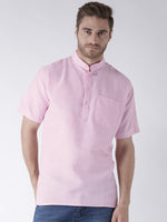 Thumbnail for RIAG Men's Pink Cotton Short Ethnic Kurta - Distacart