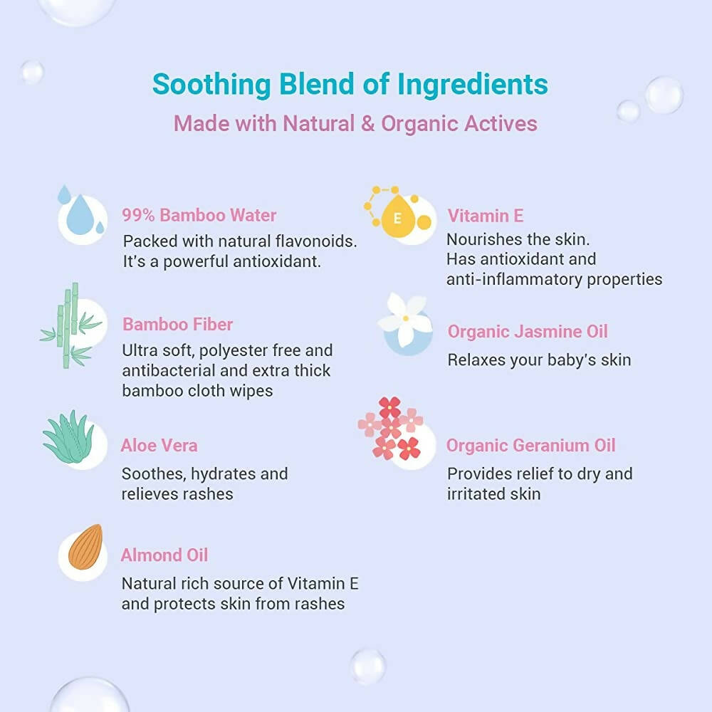 BabyChakra 99% Bamboo Water Soft Wipes - Distacart