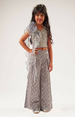 Thumbnail for Lil Drama Mehfil Grey Co-Ordinate Set For Girls - Distacart