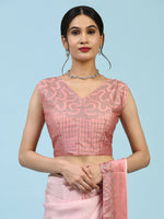 Thumbnail for Peach Ombre Satin Georgette Plain Ready to wear Saree with stitched Blouse - Vrinda - Distacart