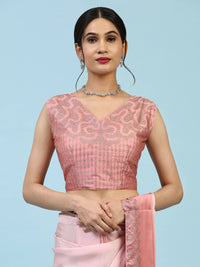 Thumbnail for Peach Ombre Satin Georgette Plain Ready to wear Saree with stitched Blouse - Vrinda - Distacart