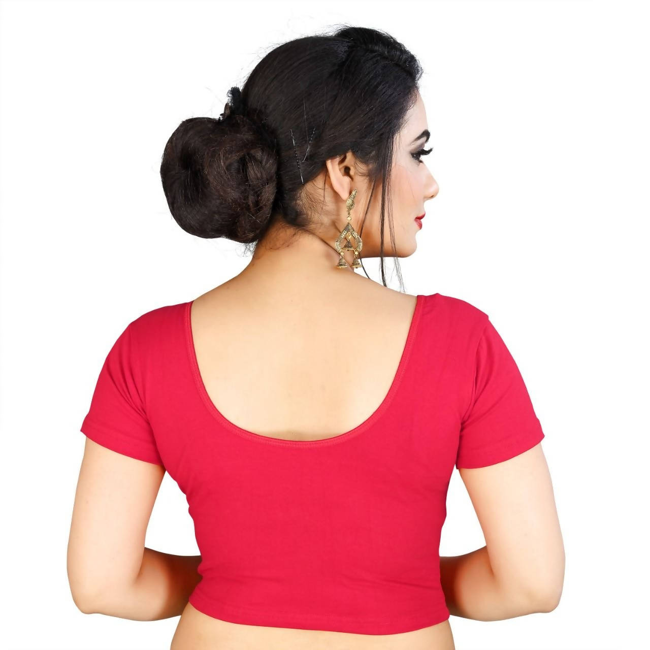 Vamika Pink Lycra Plain Blouse For Women - Distacart