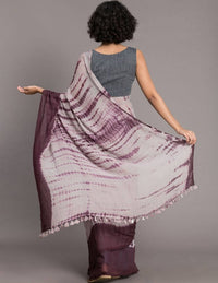 Thumbnail for Suta Mauve Burgundy Tie and Dye Saree - Distacart