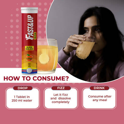 Fast&Up Iron 19 mg Effervescent Tablets - Tangy Orange Flavor - Distacart