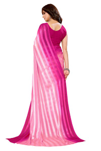 Thumbnail for Vamika Georgette Satin Pink Desinger Satin Patta Saree - Distacart