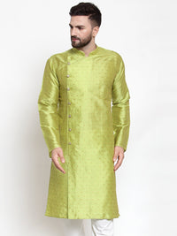 Thumbnail for Jompers Men Light-Green & Golden Self Design Kurta Only - Distacart