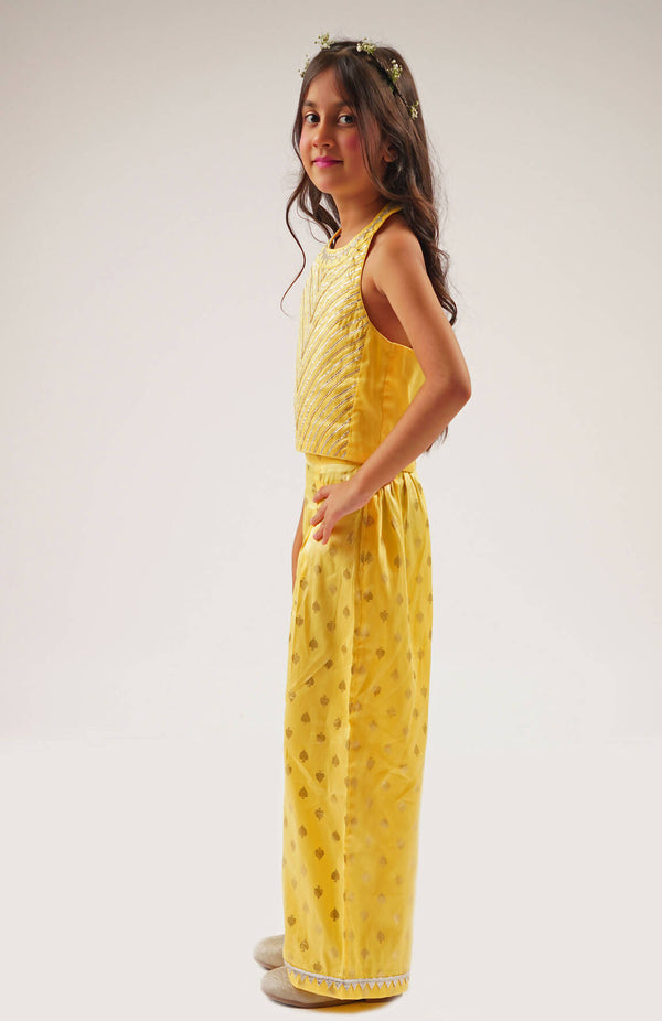 Lil Drama Mehfil Yellow Co-Ordinate Set For Girls - Distacart