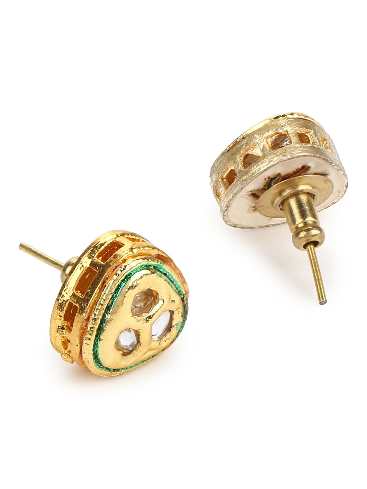 Gold-Toned Silver-Toned Contemporary Studs Earrings - Ruby Raang - Distacart